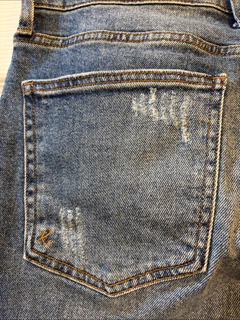 Kut from the Kloth Distressed Cropped Blue Denim Jeans - Picture 8 of 11